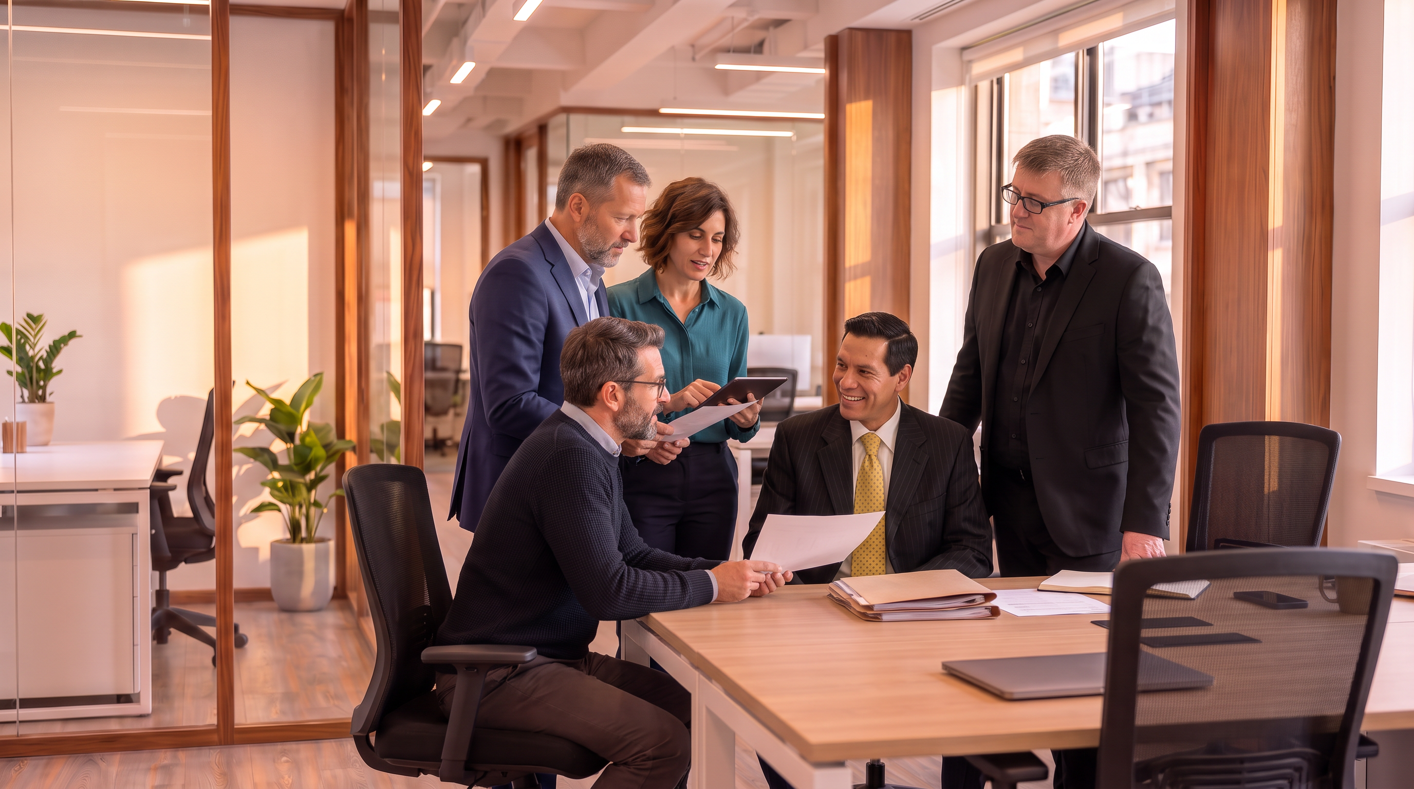 Claims team reviewing a physical and digital claim file in a 360Claims office.